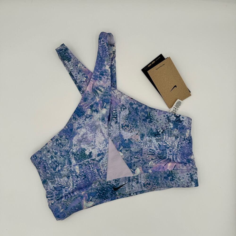 Nike Women's Swoosh All-Over-Print Wrap Medium-Support Sports Bra Size Medium